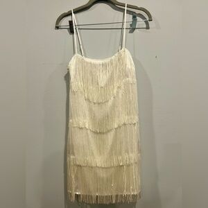 Abercrombie & Fitch Cream Fringe Mini Dress
